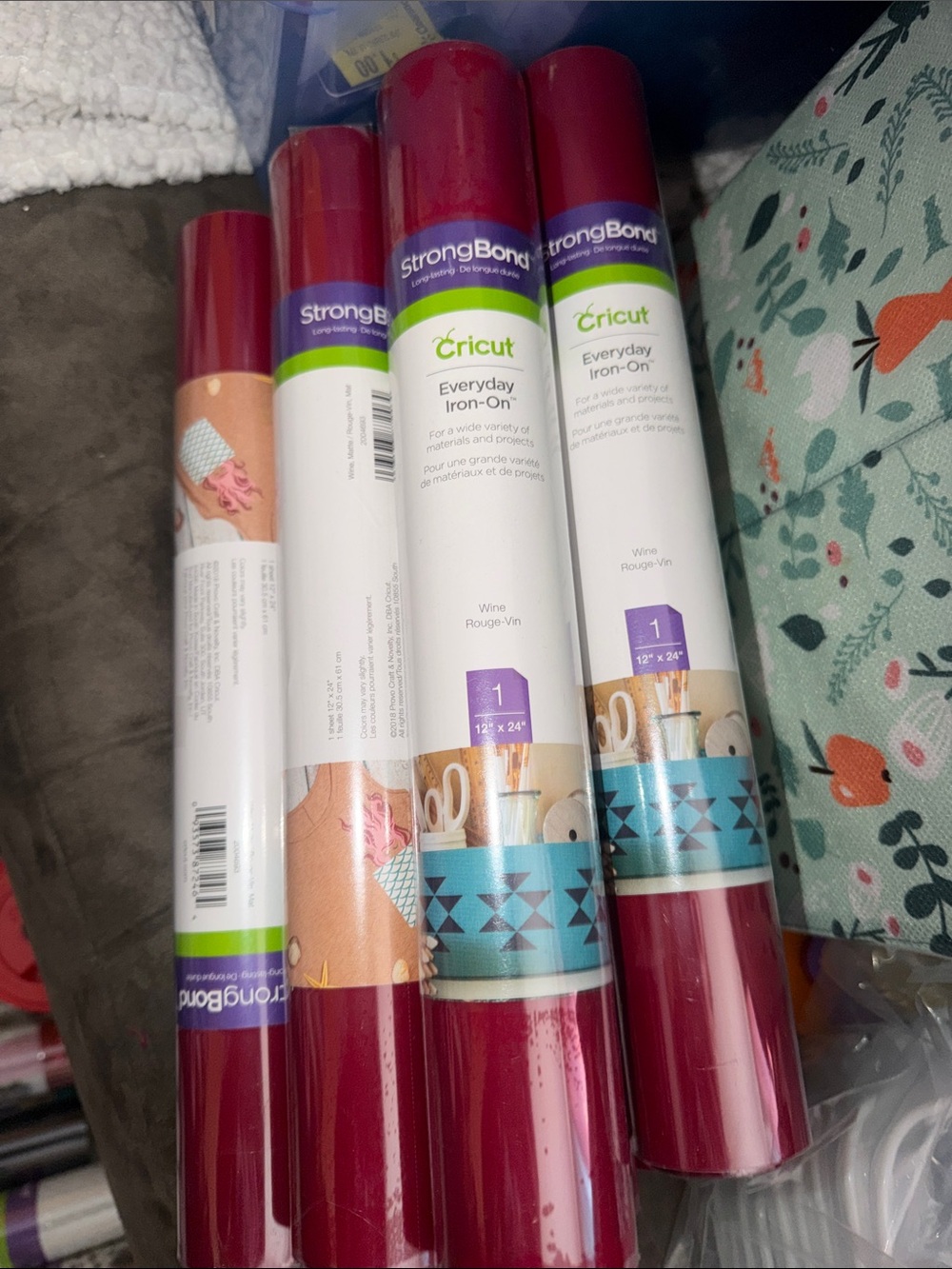 (9) NEW Cricut Everyday Iron-On Vinyl Rolls - wine color (deep reddish)